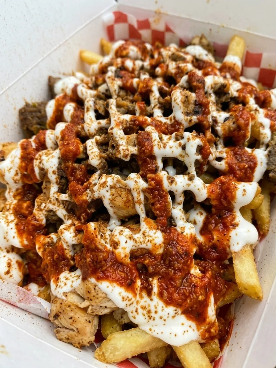 Halal cart-loaded fries