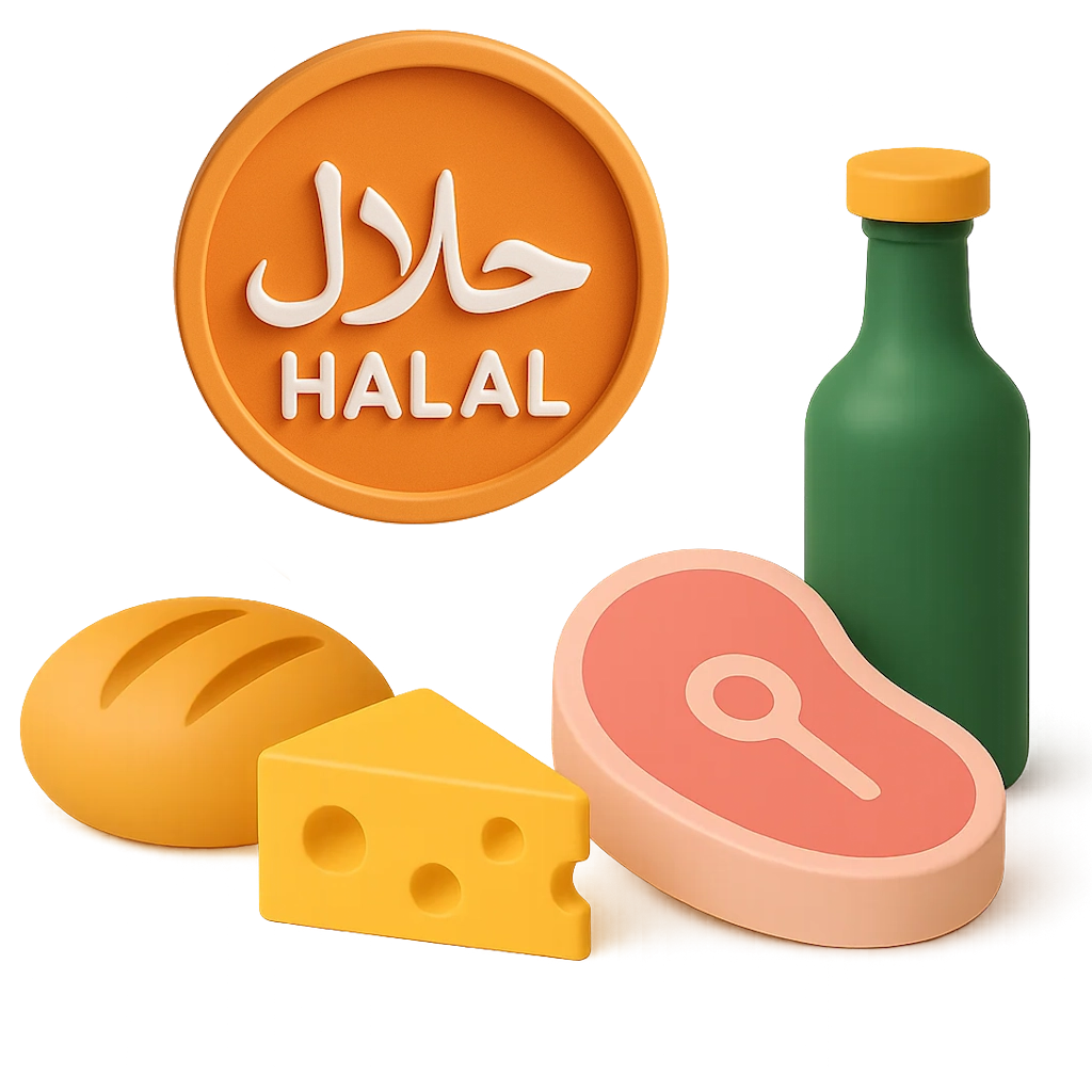 Assorted Halal food items