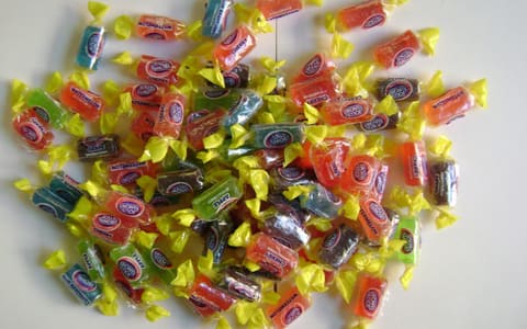 Wrapped Jolly Rancher hard candies in cherry, watermelon, apple and grape