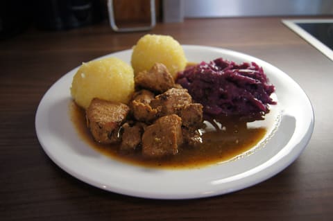 Paprika goulash stew in a bowl