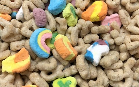 Lucky Charms oat pieces and colourful marshmallow shapes