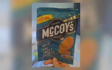 A grab bag of McCoy's Ridge Cut Thai Sweet Chicken crisps