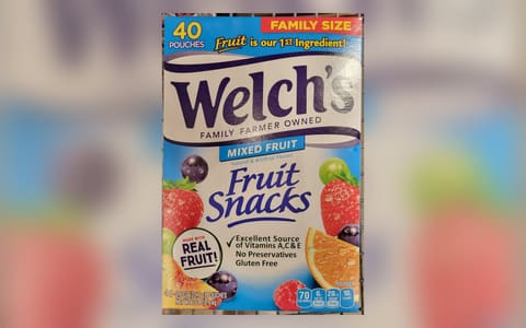 A family-size box of Welch's Mixed Fruit Fruit Snacks, 40 pouches