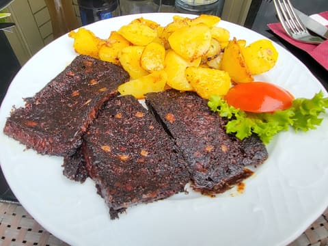 Sliced black pudding (blood sausage)