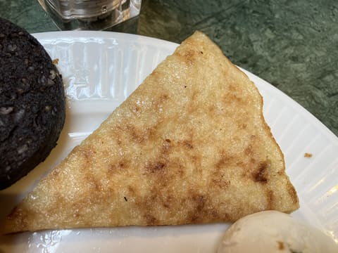 Irish boxty potato pancake on a breakfast plate