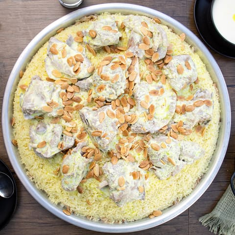 Jordanian mansaf with rice and lamb