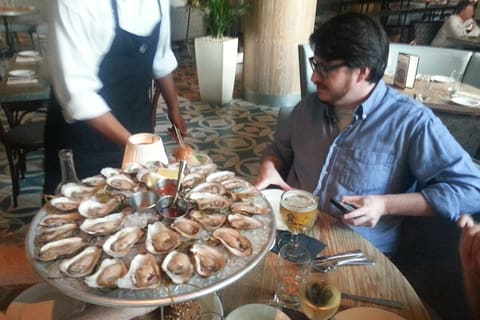 Raw oysters on the half shell