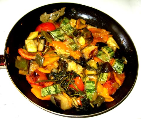 Ratatouille vegetable stew in a pan