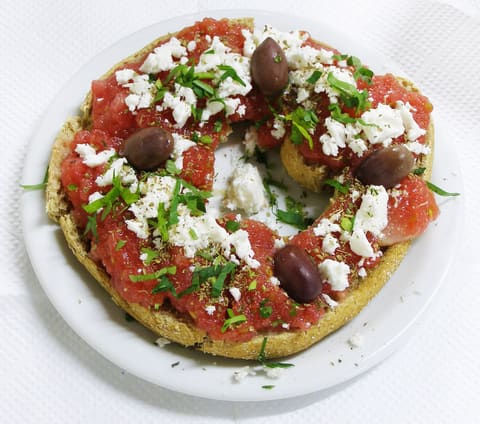 Greek dakos barley rusk salad