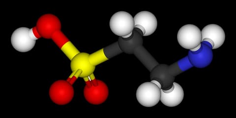 Ball-and-stick model of the taurine molecule (public domain)