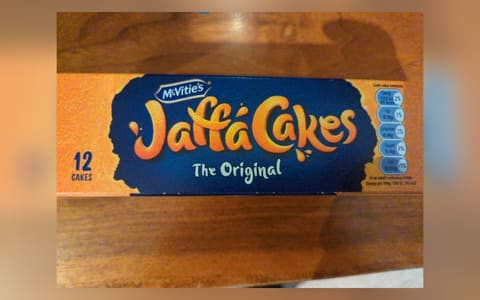A box of McVitie's Jaffa Cakes, The Original, 12 cakes