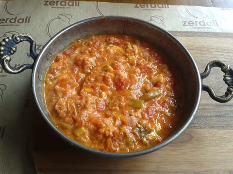 Turkish menemen eggs with tomatoes and peppers