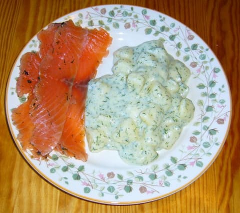 Gravlax cured salmon with dill potatoes
