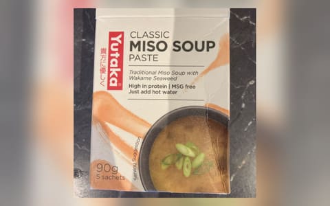 A box of Yutaka Classic Miso Soup Paste, five sachets