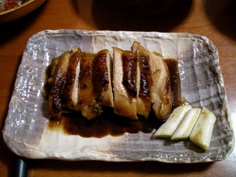 Sliced chicken teriyaki with dark glaze (product-neutral)