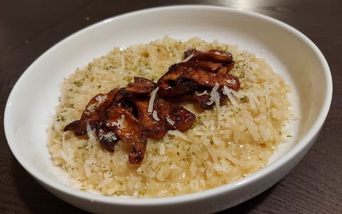 A bowl of mushroom risotto