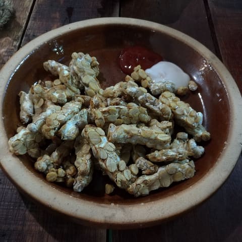 Fried tempeh strips