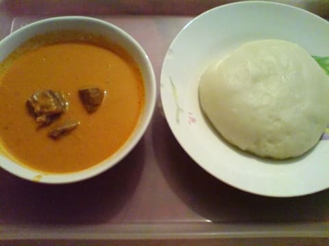 Fufu mound served with stew