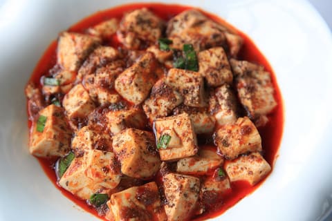 Sichuan mapo tofu in chili oil