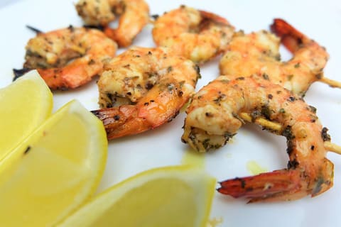 Grilled shrimp skewers