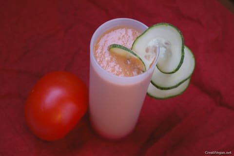 Cold gazpacho vegetable soup in a glass
