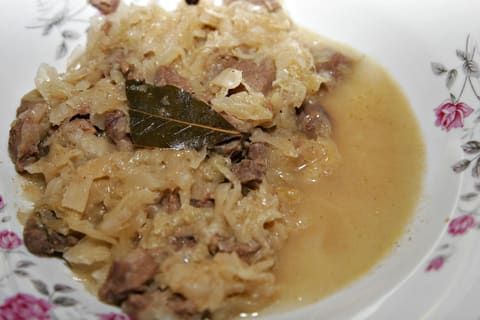 Polish hunter's stew (bigos) with sauerkraut and meat