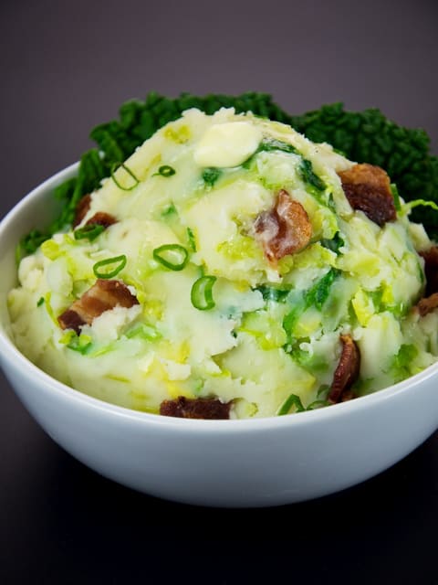 Colcannon mashed potatoes with greens